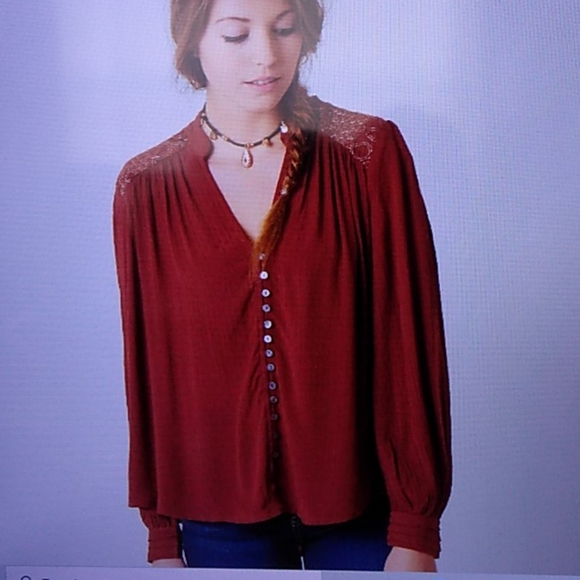 Free People Canyon Rose high-lo blouse size Medium - Picture 7 of 9